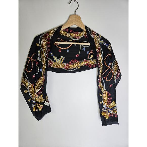 VTG Woman’s Oscar De La Renta 100% Bangels Silk Scarf Rectangle 10” X 50” G - Picture 1 of 6